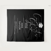 Tenture Photo de la fête de graduation noire et blanche (Devant (Horizontal))