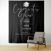 Tenture Photo de la fête de graduation noire et blanche (En situation)