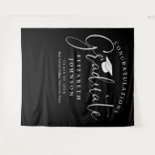 Tenture Photo de la fête de graduation noire et blanche (Devant (Horizontal))