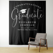 Tenture Photo de la fête de graduation noire et blanche (En situation)