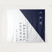 Tenture Photo de la Fête des mariées de Monogramme bleu de (Devant (Horizontal))