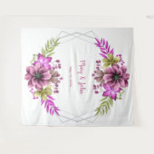 Tenture Photo de mariage floral aquarelle rose et vert (Devant (Horizontal))