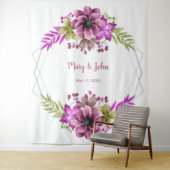 Tenture Photo de mariage floral aquarelle rose et vert (En situation)