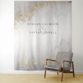 Tenture Photo de mariage gris givré avec paillettes dorées (En situation)