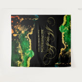 Tenture Photo de mariage noir vert calligraphie dorée pers (Devant (Horizontal))