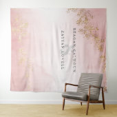 Tenture Photo de mariage rose blush à paillettes dorées Lu (En situation (horizontale))
