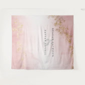 Tenture Photo de mariage rose blush à paillettes dorées Lu (Devant (Horizontal))