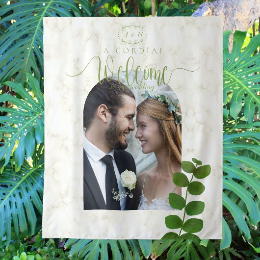 Tenture Photo de mariage vert chic