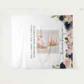 Tenture Photo de mémoire affectueuse Navy Blush Rose Mémor (Devant (Horizontal))