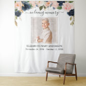Tenture Photo de mémoire affectueuse Navy Blush Rose Mémor (En situation)
