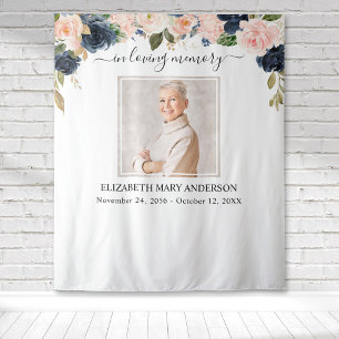 Tenture Photo de mémoire affectueuse Navy Blush Rose Mémor