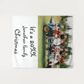 Tenture Photo de Noël de la famille moderne personnalisée (Devant (Horizontal))