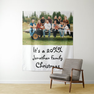 Tenture Photo de Noël de la famille moderne personnalisée