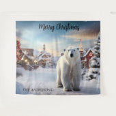 Tenture Photo de Noël Ours Polaire Neige Fête (Devant (Horizontal))