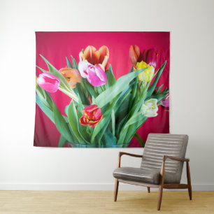 Tenture Photo de printemps fleurie colorée avec arrière -