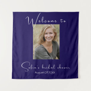 Tenture Photo de shower de mariage à l'aquarelle bleu fonc