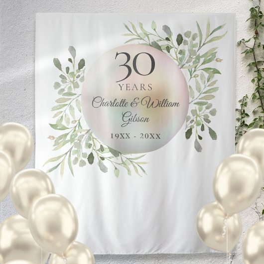 Tenture Photo du 30e anniversaire Pearl Greenery