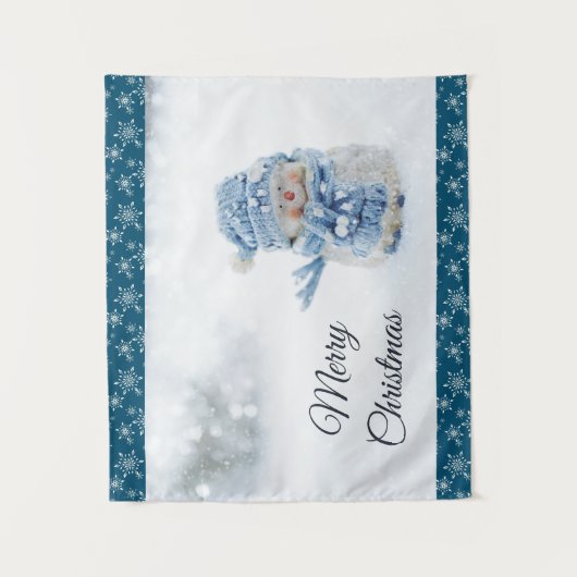 Tenture Photo d'un mignon bonhomme de neige en hiver - Noë (Devant)