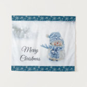 Tenture Photo d'un mignon bonhomme de neige en hiver - Noë (Devant (Horizontal))