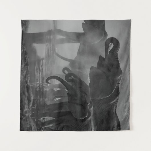 TENTURE PHOTO GRAYSCALE D'ÉLÉPHANTS EN EAU POTABLE (Devant (Horizontal))