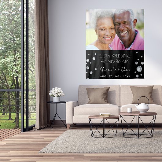 Tenture photo noir 60e anniversaire de mariage diamant