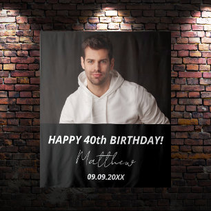 Tenture Photo personnalisée noir blanc gars 40e anniversai