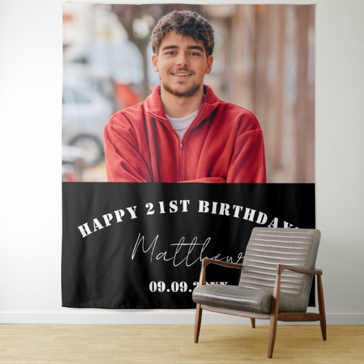 Tenture Photo personnalisée noir blanc moderne (En situation)