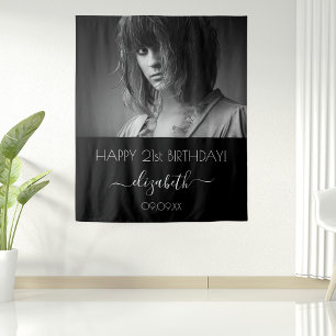 Tenture Photo personnalisée pour fête d'anniversaire noir