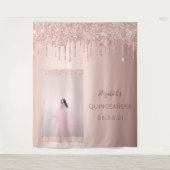 Tenture Photo rose gold goutte Quinceanera (Devant)