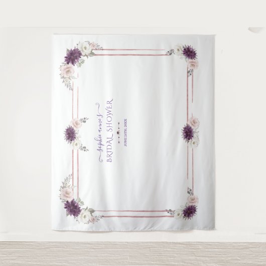 Tenture Photobooth de mariage floral rose lavande blanc (Devant)