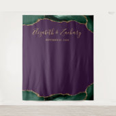 Tenture Photobooth de mariage vert émeraude agate violet (Devant)