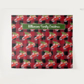Tenture Photobooth de Noël camion plaid rouge rustique (Devant (Horizontal))