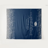 Tenture Photobooth de remise de diplômes Navy Silver Glitt (Devant (Horizontal))