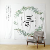 Tenture Photobooth de stand de mariage avec verdure d'euca (En situation (horizontale))