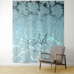 Tenture Photobooth élégant monogramme sarcelle pour mariag