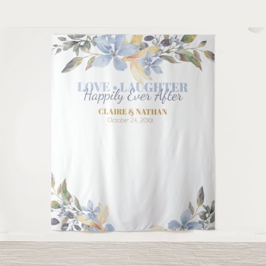 Tenture Photobooth Fleurs Aquarelle Violettes Mariage  (Devant)