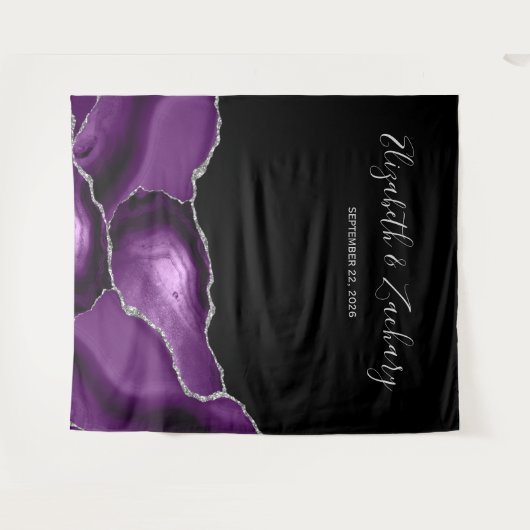 Tenture Photobooth Mariage Chic Agate Violet Argent (Devant (Horizontal))