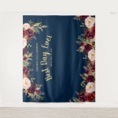 Tenture Photobooth Mariage Fleurs Bordeaux Or Marine (Devant)