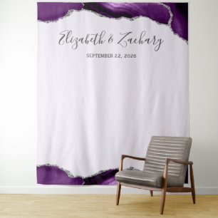 Tenture Photobooth Mariage Lavande Agate Argent Violet