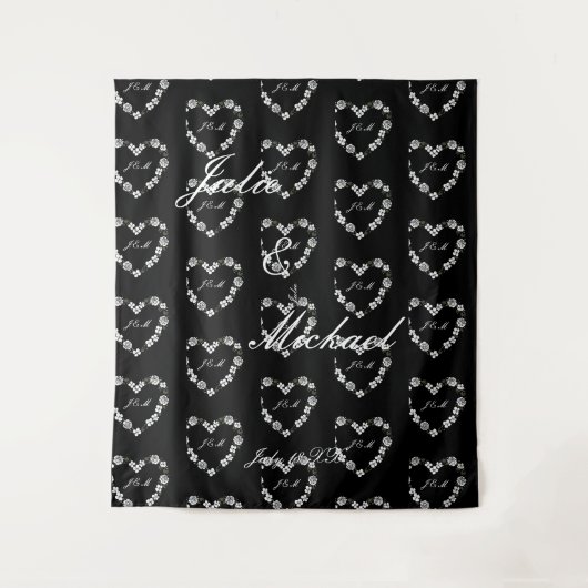 Tenture Photobooth mariage noir et blanc (Devant)
