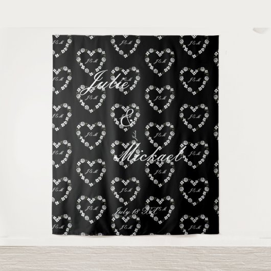 Tenture photobooth mariage noir et blanc (Devant)