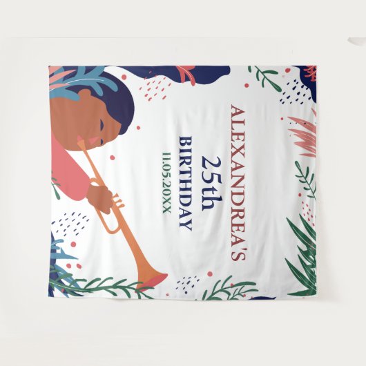 Tenture Photobooth personnalisé pour fête d'anniversaire (Devant (Horizontal))