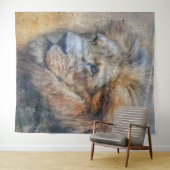 Tenture Photographie de lion africain Aquarelle moderne (En situation (horizontale))