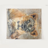 Tenture Photographie de Lioness africaine Aquarelle modern (Devant (Horizontal))