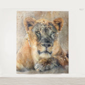 Tenture Photographie de Lioness africaine Aquarelle modern (Devant)