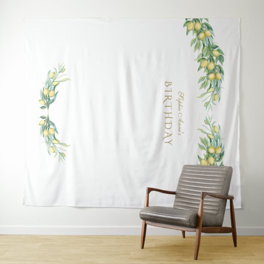 Tenture Photomaton d'anniversaire tropical au citron à l'a (En situation (horizontale))