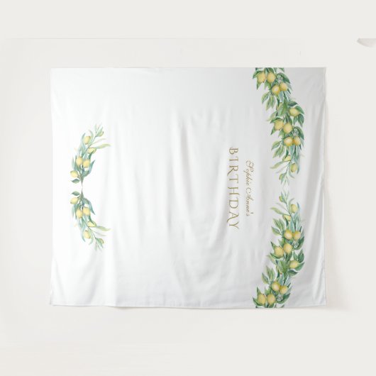 Tenture Photomaton d'anniversaire tropical au citron à l'a (Devant (Horizontal))