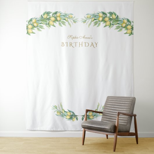 Tenture Photomaton d'anniversaire tropical au citron à l'a (En situation)