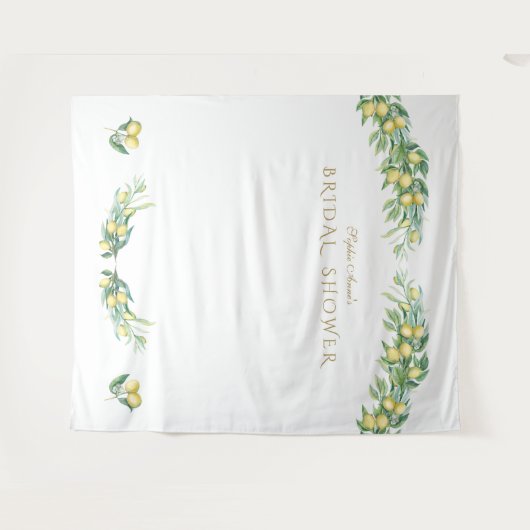 Tenture Photomaton de mariage avec des citrons aquarelle (Devant (Horizontal))