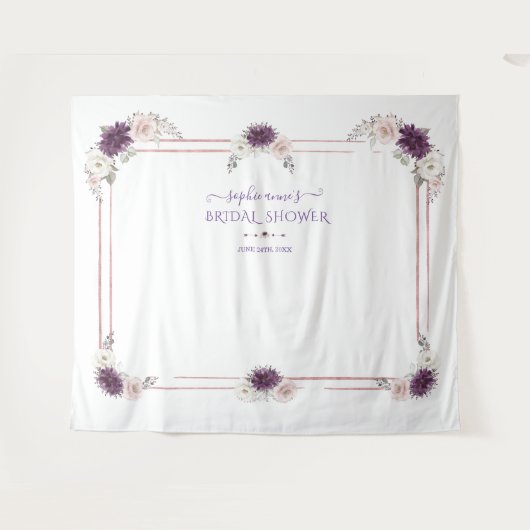 Tenture Photomaton de mariage floral rose lavande blanc (Devant (Horizontal))